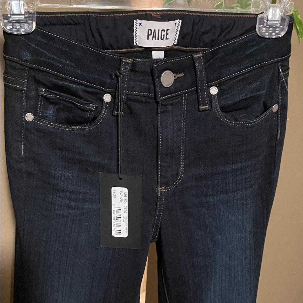 PAIGE Huxton straight High rise dark denim - Picture 4 of 10